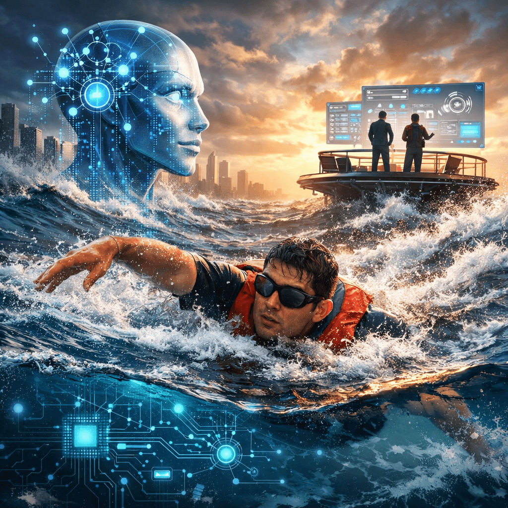 Abstract engineering systems interface representing AI-driven workflows